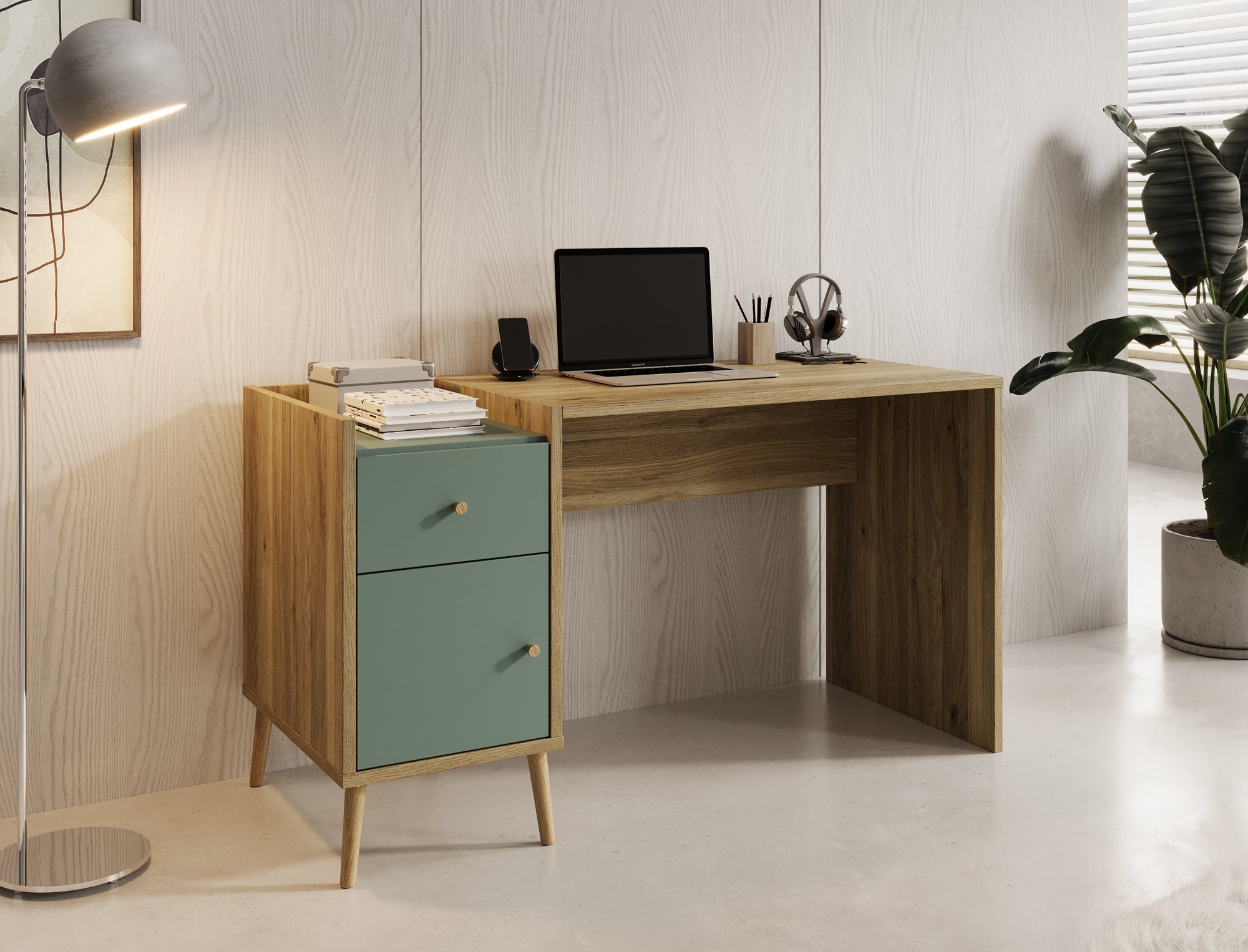 Meubella - Bureau Wally - Groen - 140 cm