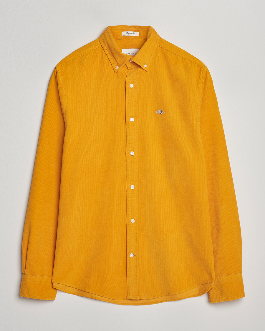GANT Regular Fit Corduroy Shirt Yellow Lichen