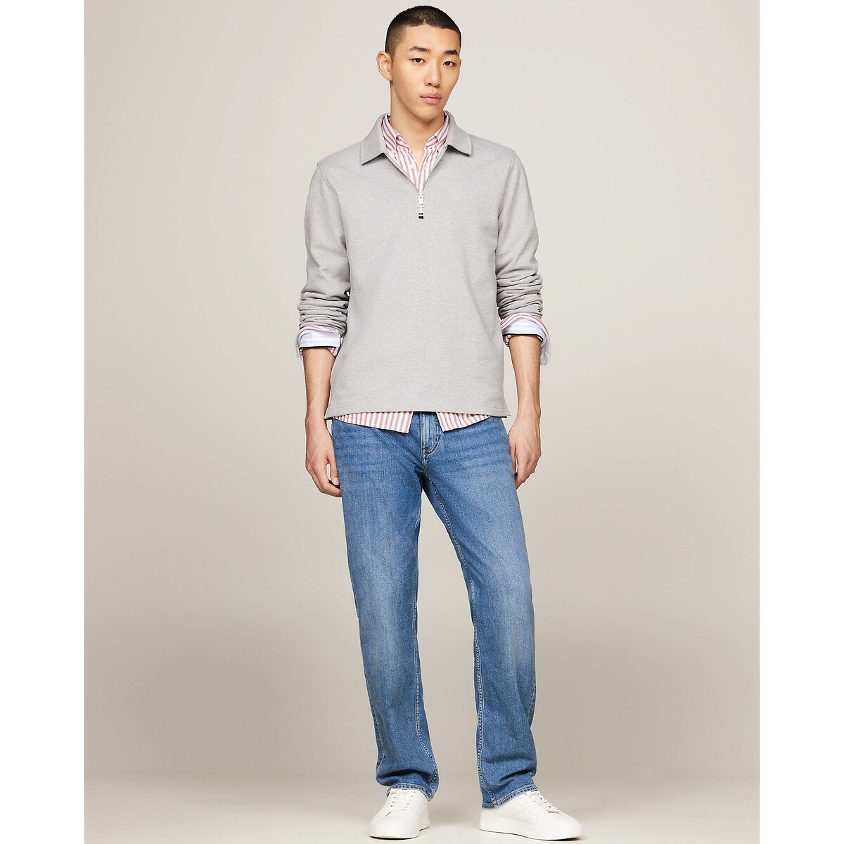 Suéter TOMMY HILFIGER com gola polo e meio zíper