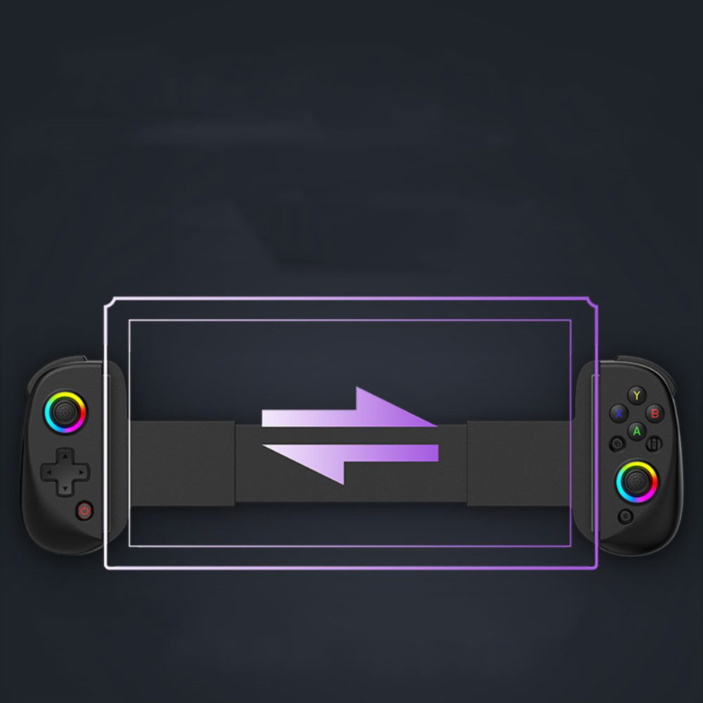 Universal Bluetooth Mobile Gamepad Gaming Controller mit RGB LED für Smartphones / Tablets mit einer Grösse von 125-250mm (iOS / Android) - Schwarz