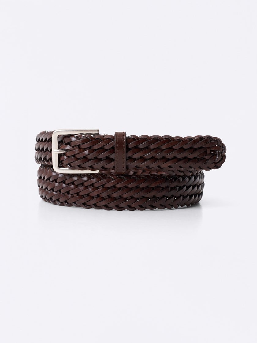 Reims flettet skinnbelte Chestnut