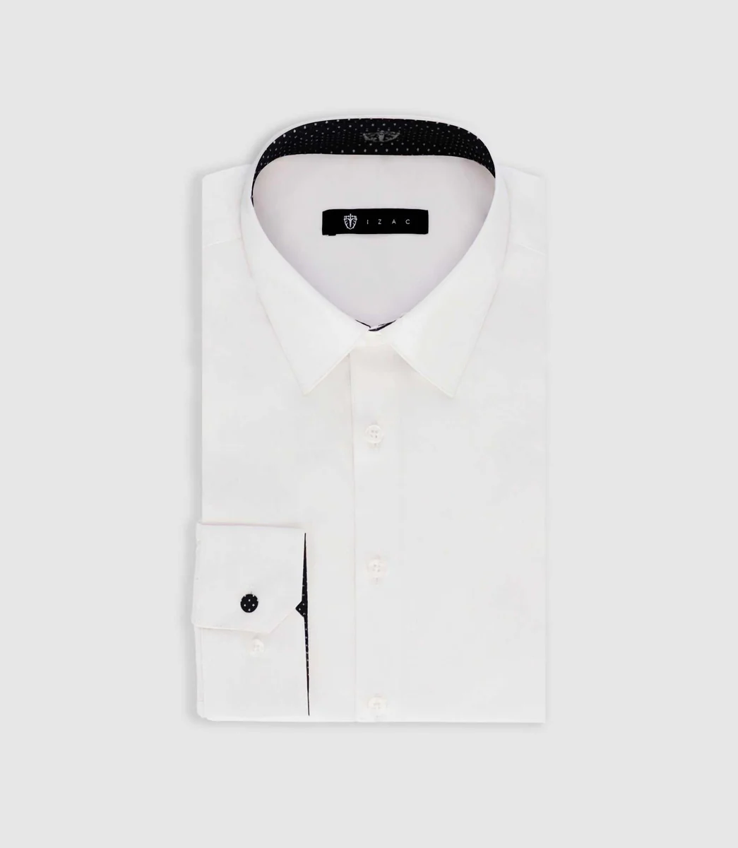 Chemise unie à fantaisie blanc PADDY