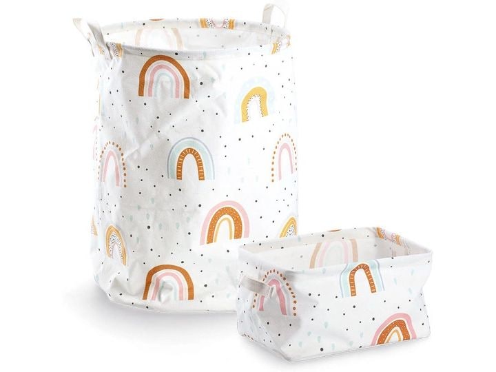 Zeller Present Spielzeugkorb Rainbow Canvas 28 x 21 x 16 cm Aufbewahrungskorb für Kinderzimmer