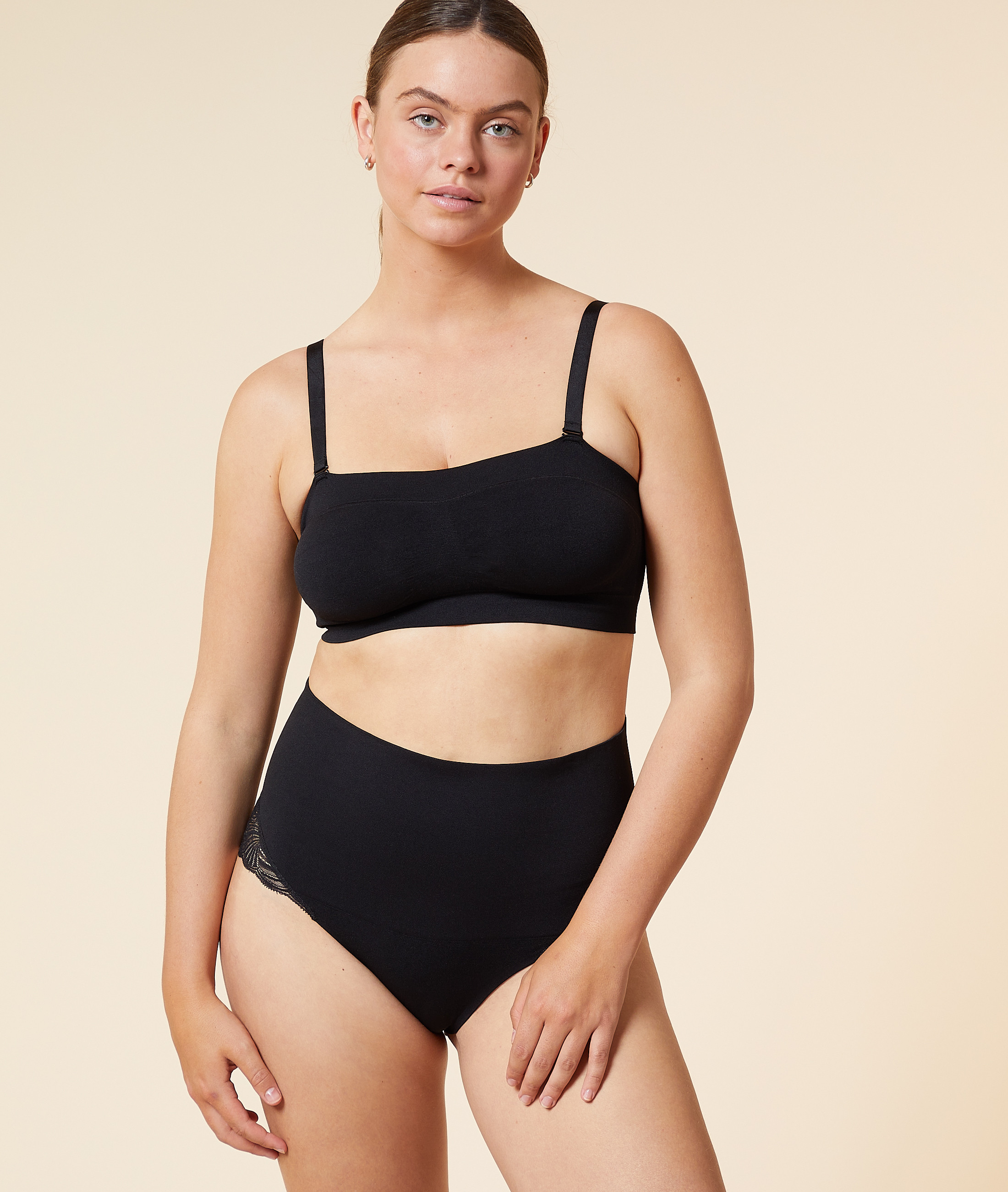 Culotte gainant taille haute détails dentelle - Maintien médium