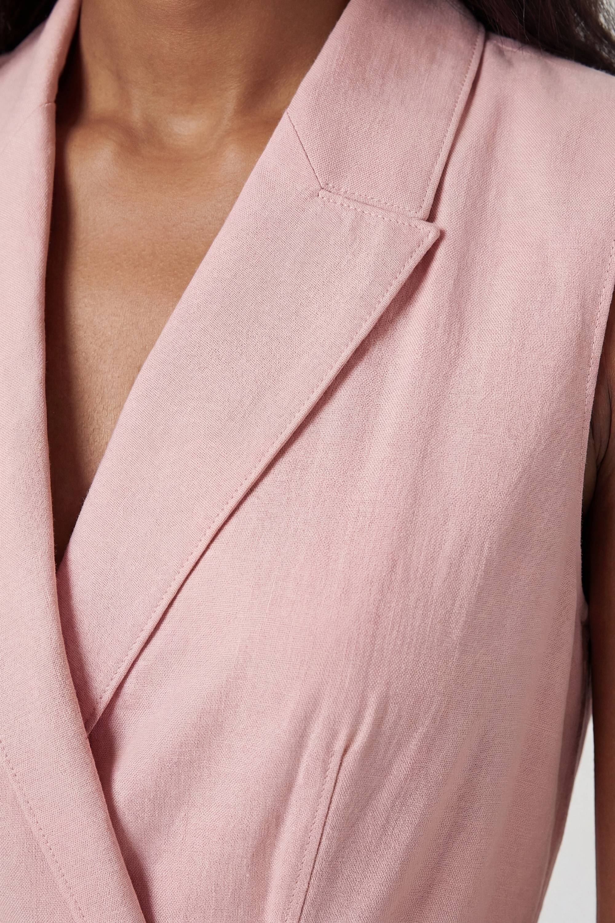 KarenMillen Robe Midi Cintrée À Ceinture En Viscose Lin Premium Avec Jupe Ample Et Coupe Ajustée