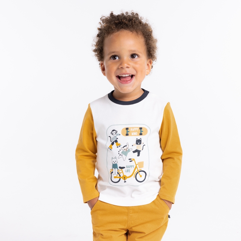 T-shirt color block animaux blanc bébé garçon