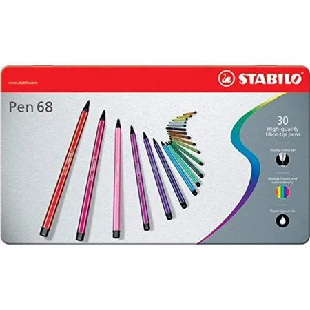 Premium-Filzstift - STABILO Pen 68 - 30er Metalletui - mit 30 verschiedenen Farben