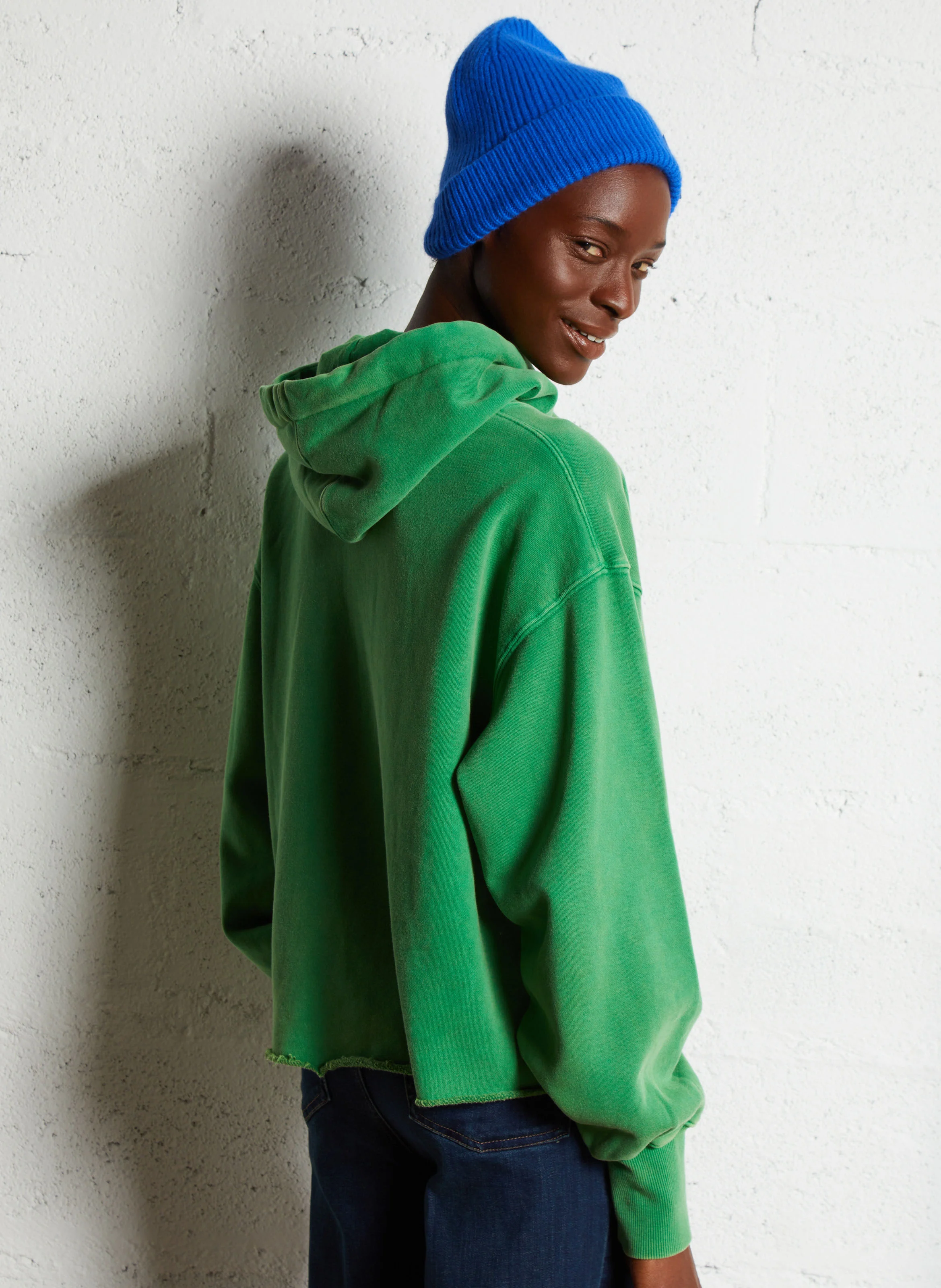 BLOOMER BLEED - Sweat ample à capuche sérigraphié en coton mélangé | Vert