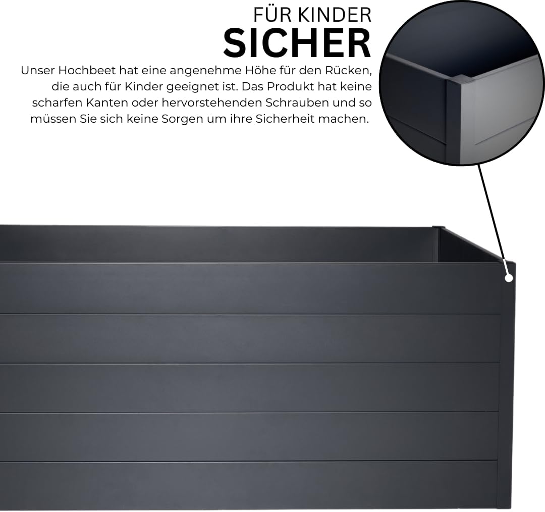 Premium Aluminium Hochbeet XXL 550x95x74 cm - Wetterfest, Robust & Pflegeleicht - Nut- und Feder-Hohlkammerprofile - Blumenbeet mit eleganten Design & Große Anbaufläche für Gemüse & Kräuter