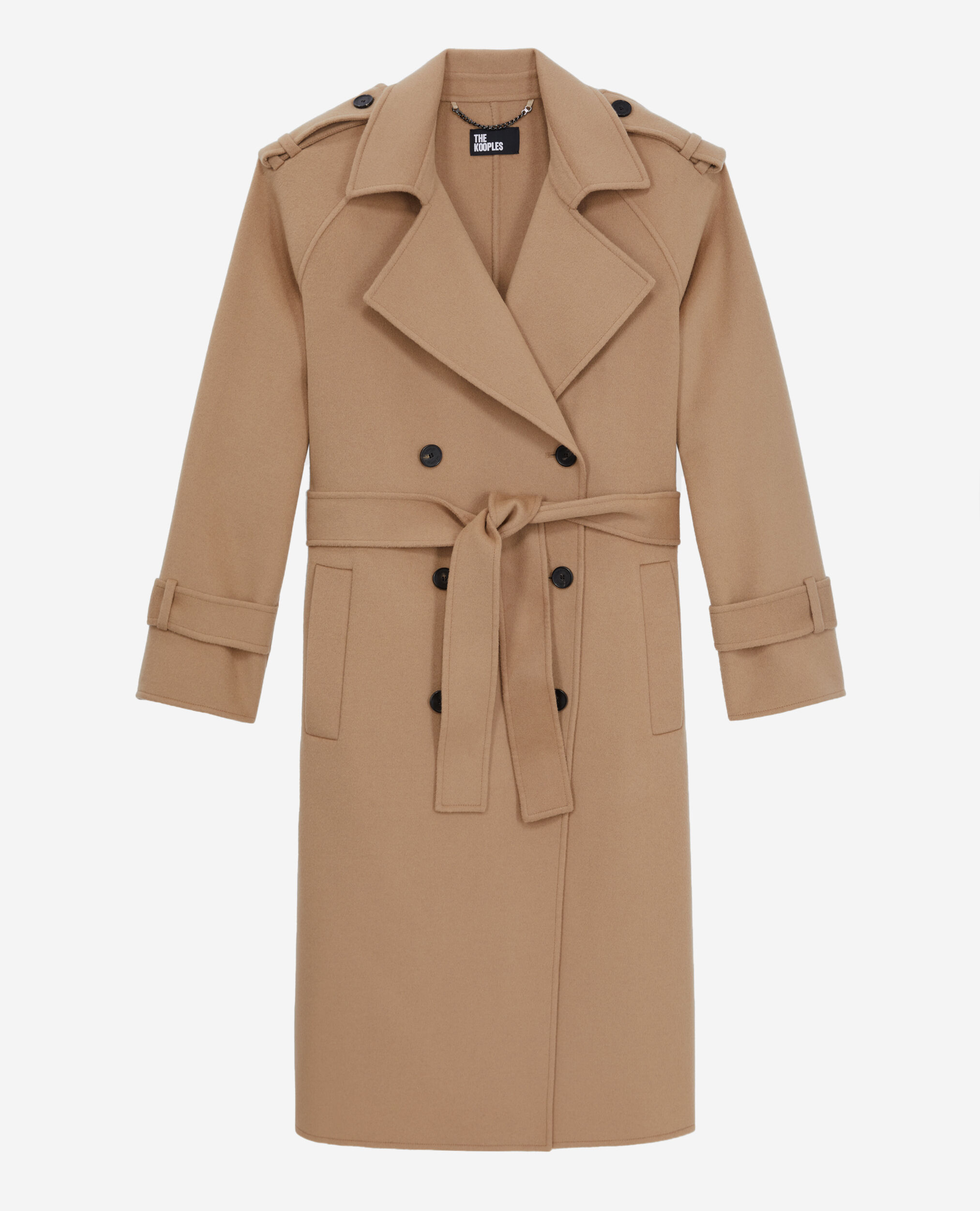 Long beige wool-blend coat
