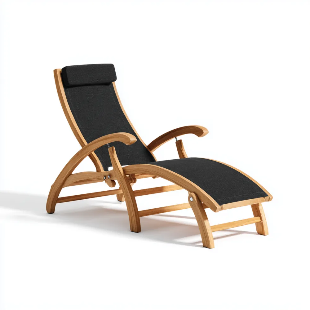 Gartenliege Holz 200x75x55 cm - Schwarz - Ergonomisches Design