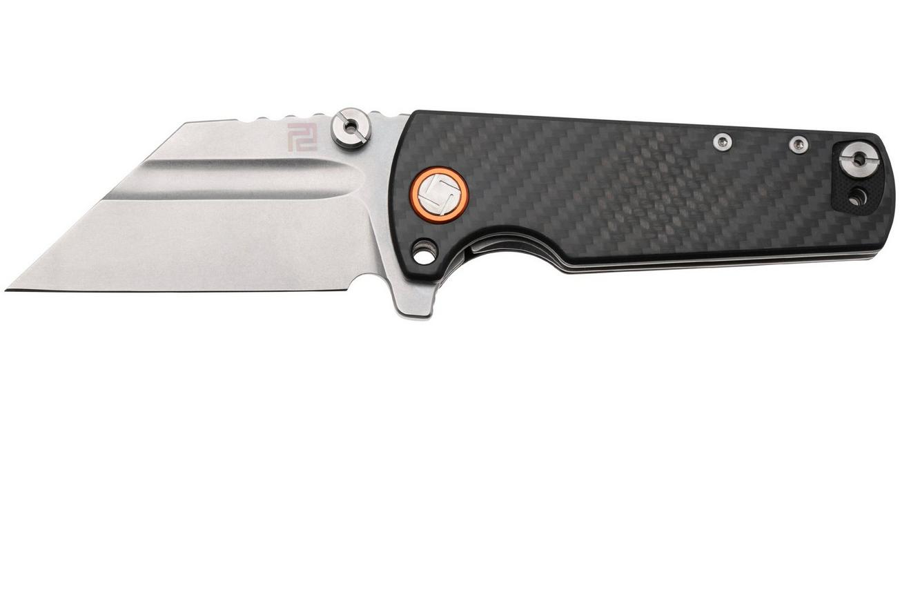 Artisan Cutlery Proponent 1820P-CF, Stonewashed D2, Black Carbon Fiber zakmes, Dirk Pinkerton design