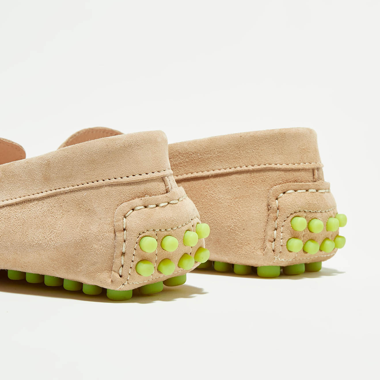 Flavio Création Mocassins en Velours de Cuir Marcia poudre/jaune