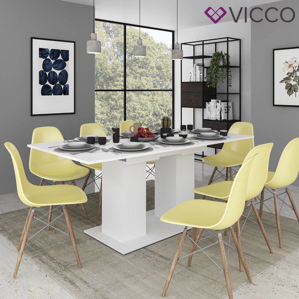 VICCO Esstisch DIX 140 - 180 cm Weiß matt Esszimmertisch ausziehbar Küche Tisch