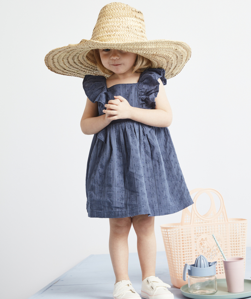 ROBE AVEC BLOOMER BÉBÉ FILLE BLEU MARINE AVEC BRODERIE