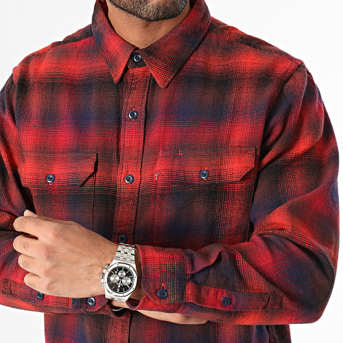 Chemise Manches Longues Relaxed Fit 19573 Carreaux Rouge Bleu Marine