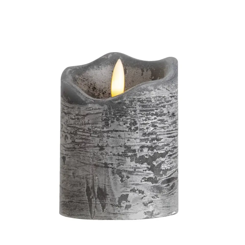 LED Kaars Rustiek - donkergrijs - 10xØ7,6 cm