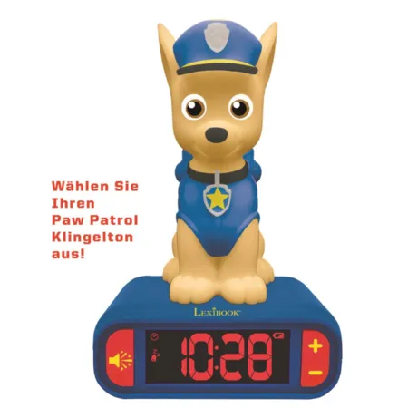Waiky Paw Patrol Chase Wecker mit 3D Nachtlicht-Figur