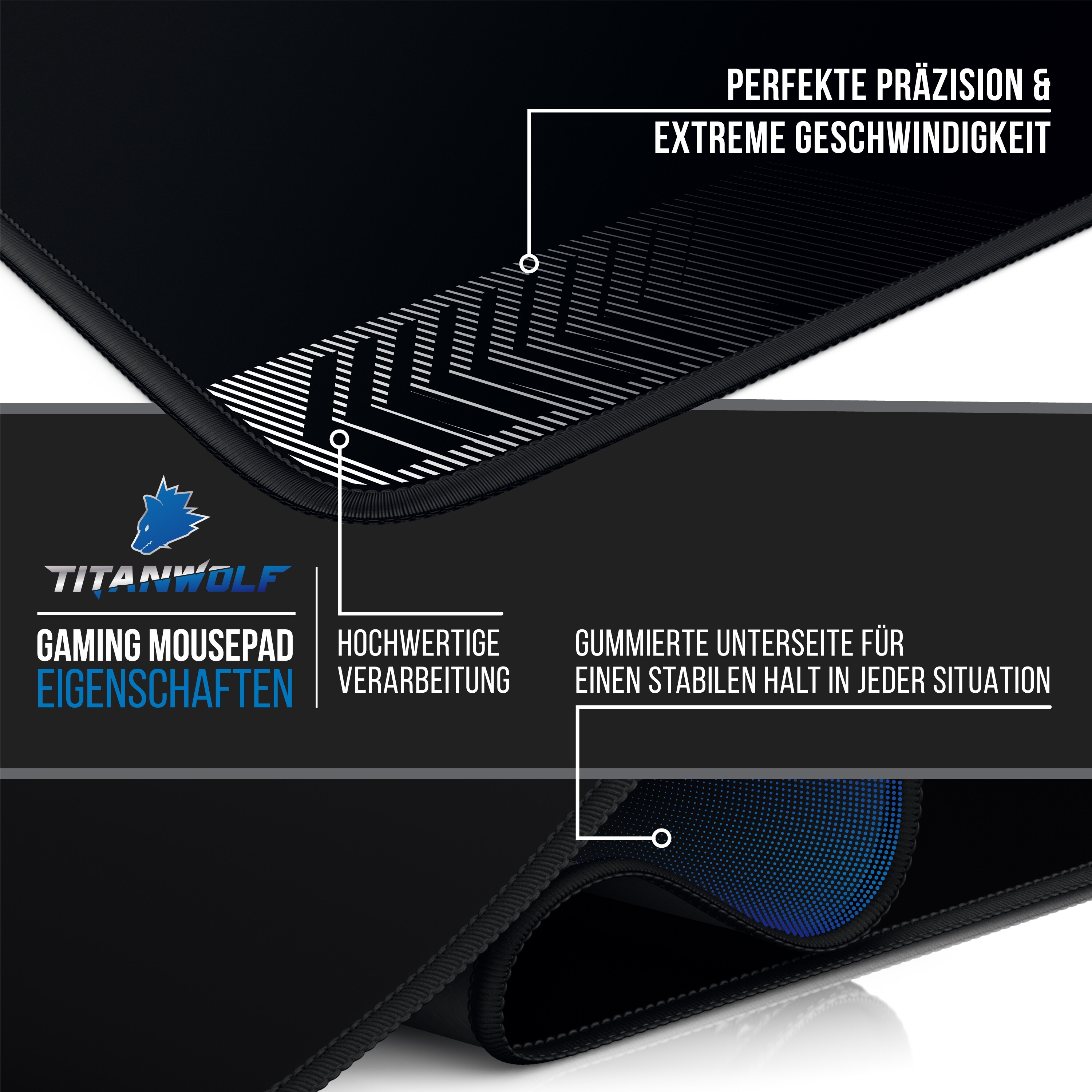 Titanwolf Gaming Mauspad, XXXL Speed Mousepad 1200 x 600 mm, Geschwindigkeit & Präzision, Vector Gradient