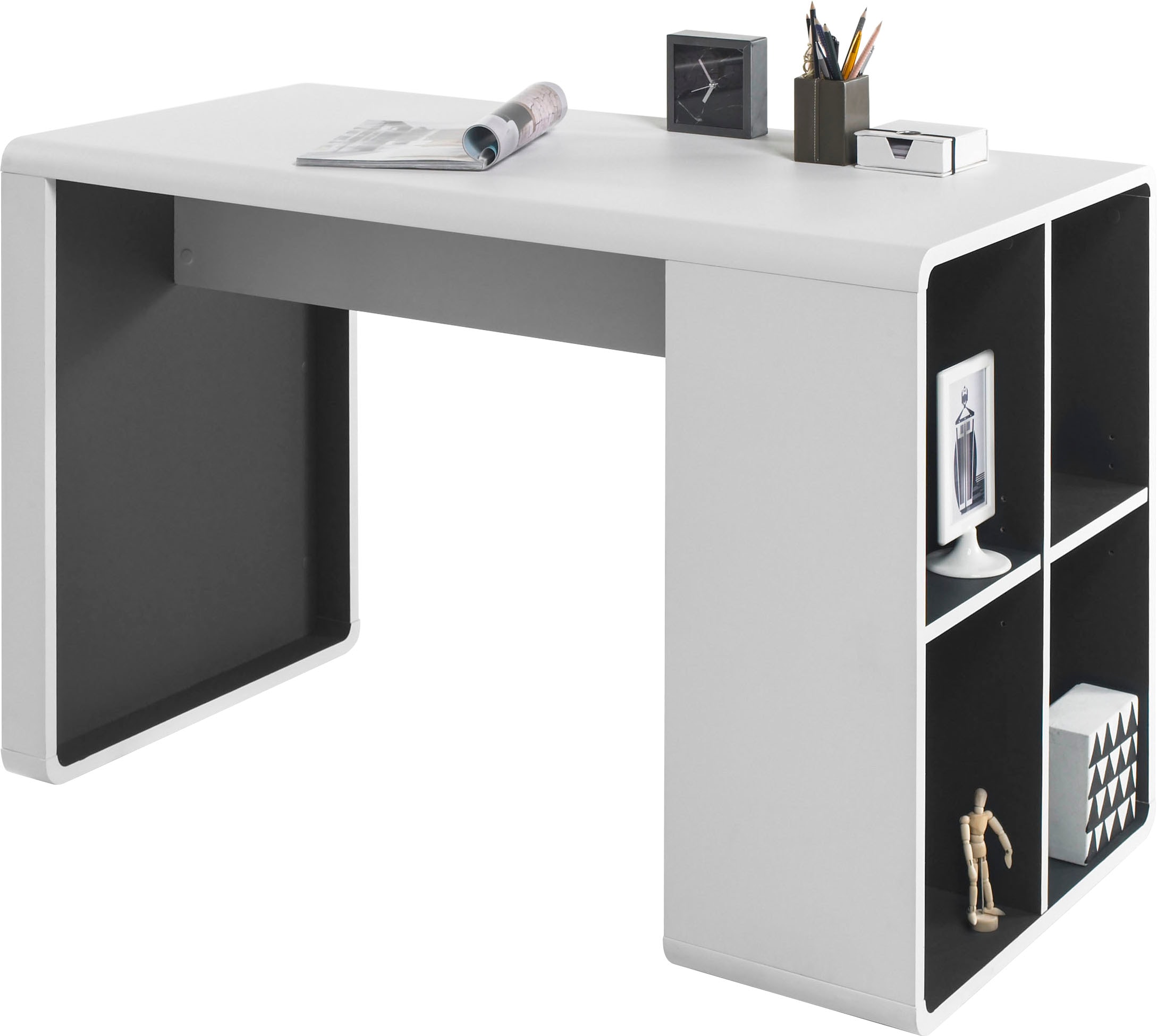 MCA furniture Schreibtisch »Tadeo« weiss matt mit 4 offenen Fächer, Breite 119 cm