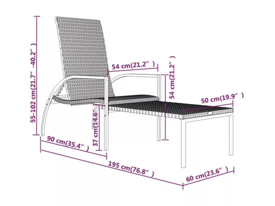 Chaises longues avec repose-pied 2 pcs Résine tressée Marron