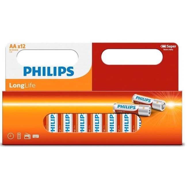Philips Batterij Longlife AA 12 Stuks
