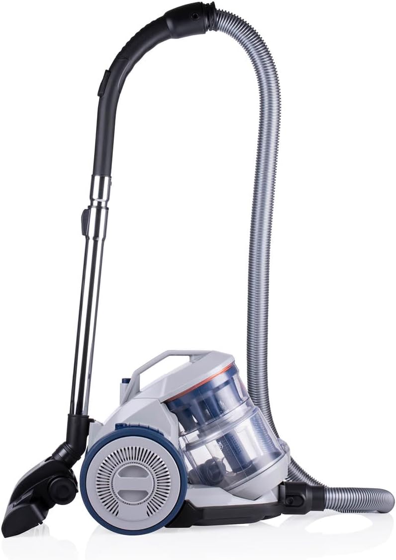 Dirt Devil Staubsauger ohne Beutel DD2501 - Bodenstaubsauger 850W - HEPA 12 Filter - 7.5M Reichweite - mit Combibrush, Versenkter Bürste und Parkettbürste - 5.5KG - Staubsammelbox 1.5L - Grau/Bl