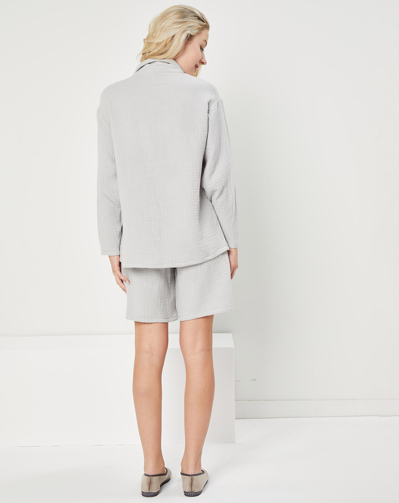 Quartier Latin Pyjama 100% Gaze de Coton Maria Intemporel gris clair
