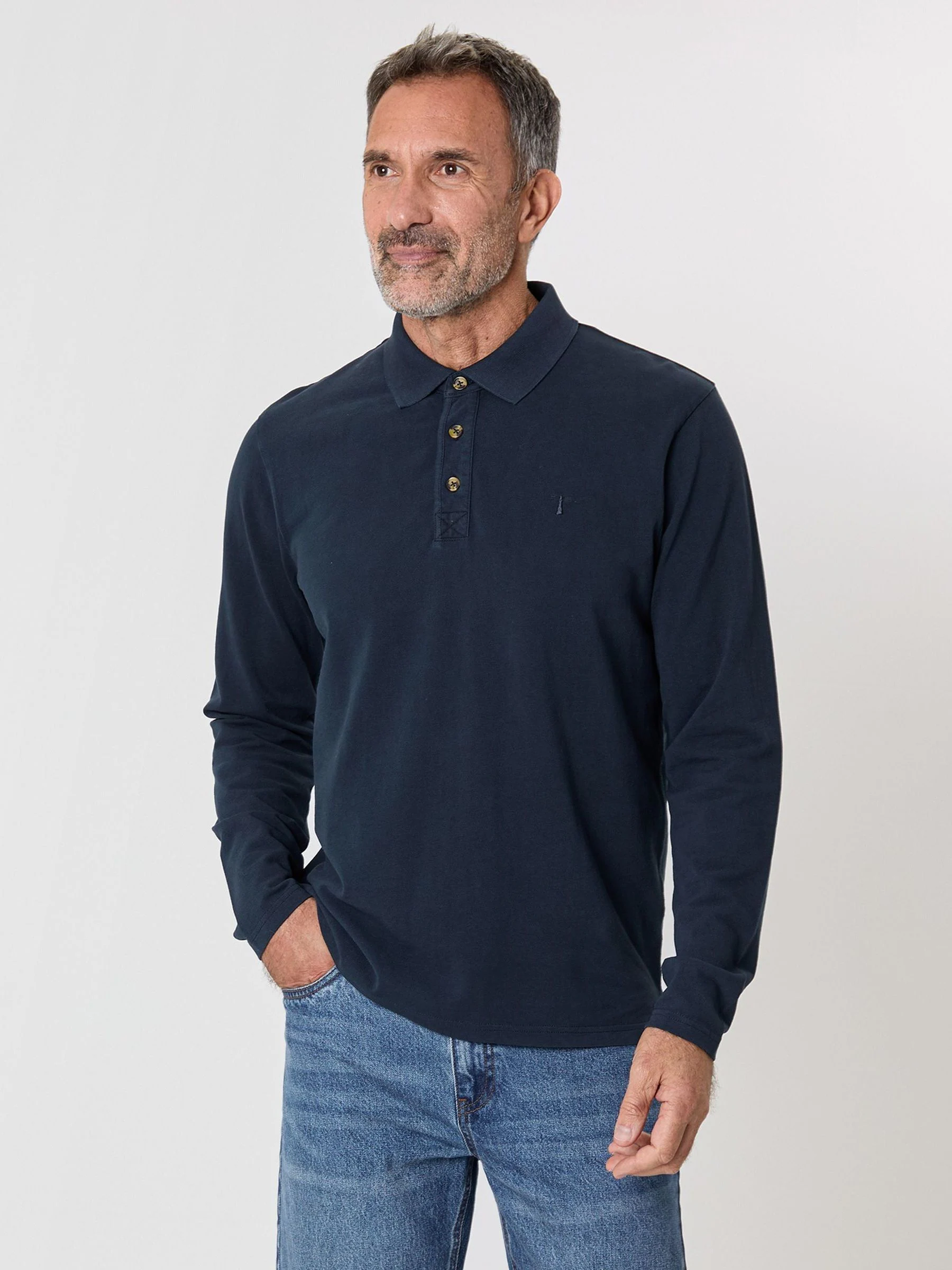 Blauw - Saltwell Long Sleeve Pique Polo Shirt