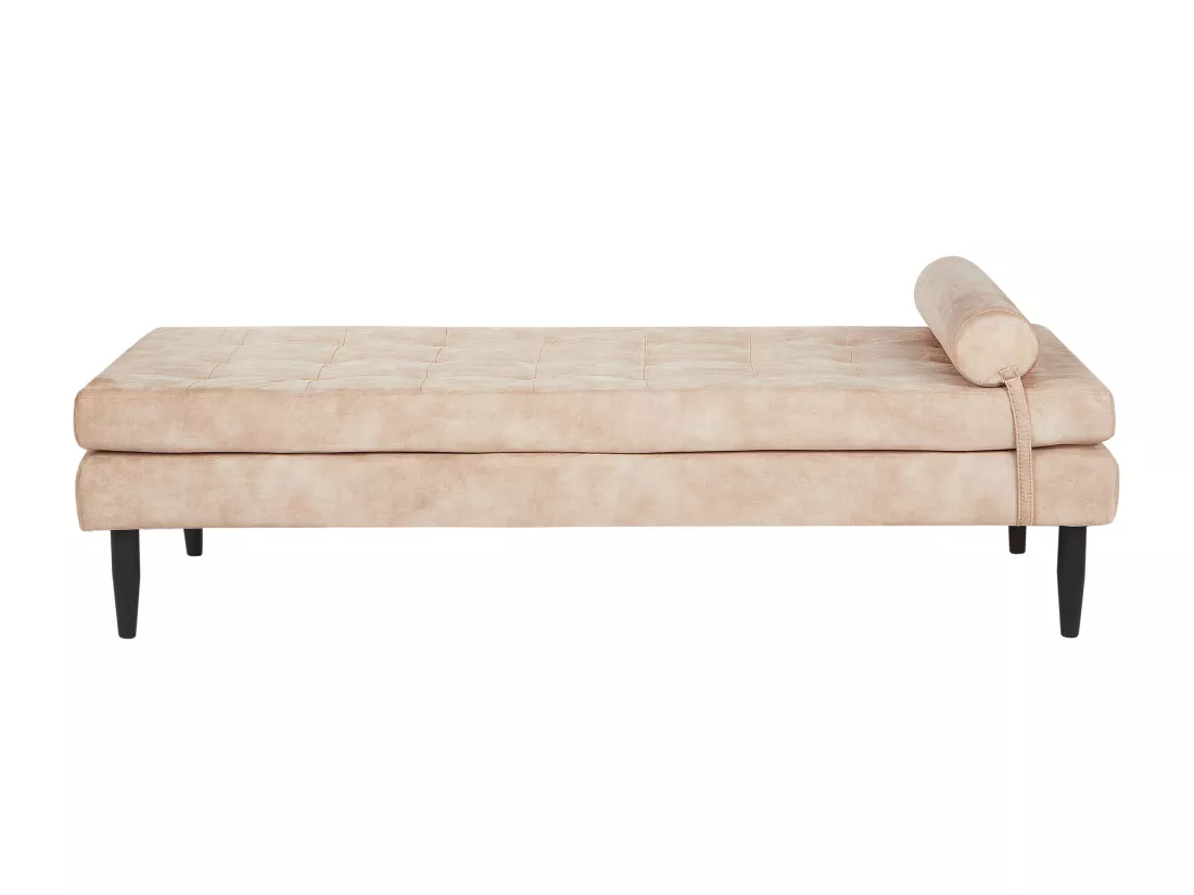 Chaise longue 180 x 70 cm en velours beige USSEL