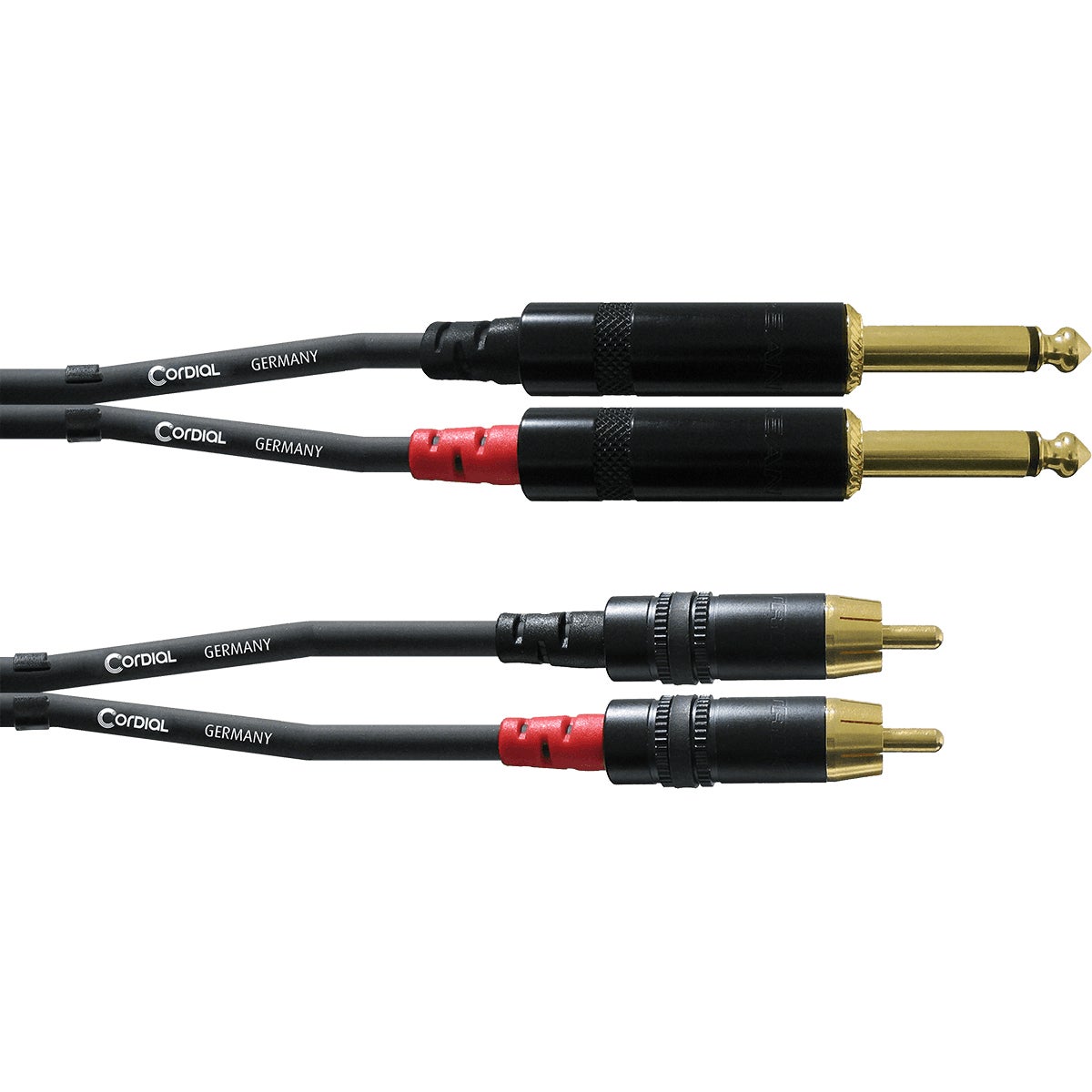 Cordial CFU6PC Intro verloopkabel 2x 6.3 TS jack - 2x RCA 6m zwart