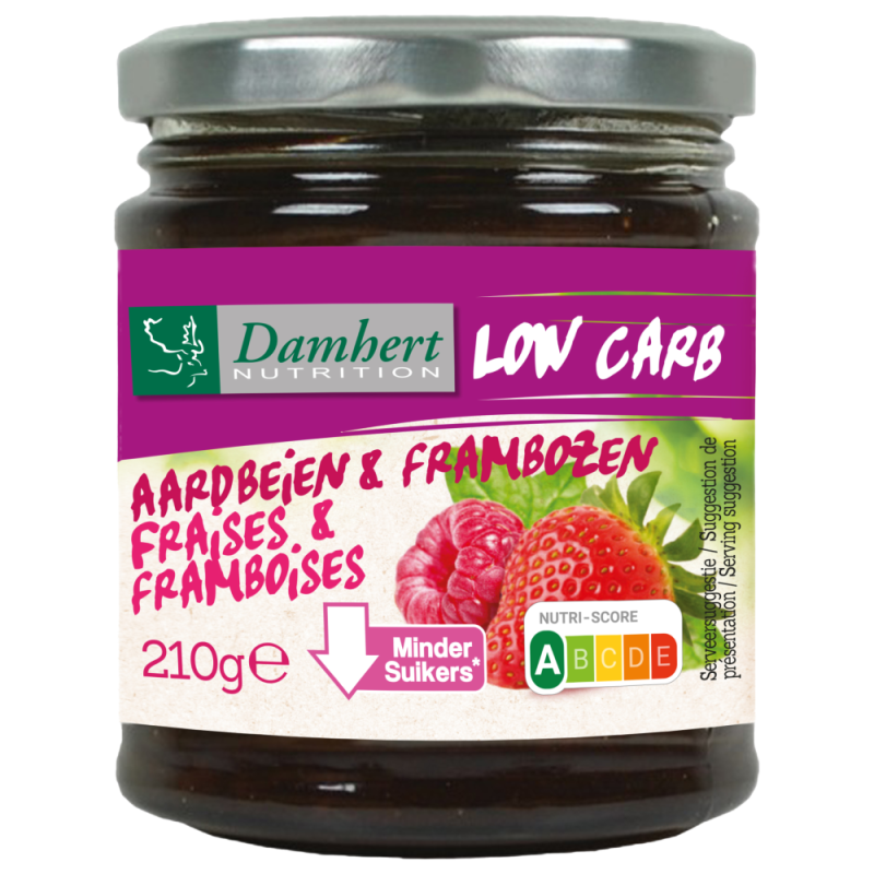 Damhert Dieetconfituur Aardbei/Framboos 210g