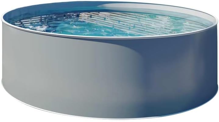 Design-Stahlwandpool Ø 3,00 x 1,20 m - Rundpool anthrazit mit Grauer 0,80 mm Folie - einfacher Aufbau - schraubenfreie Montage - freistehend teileingelassen oder eingelassen