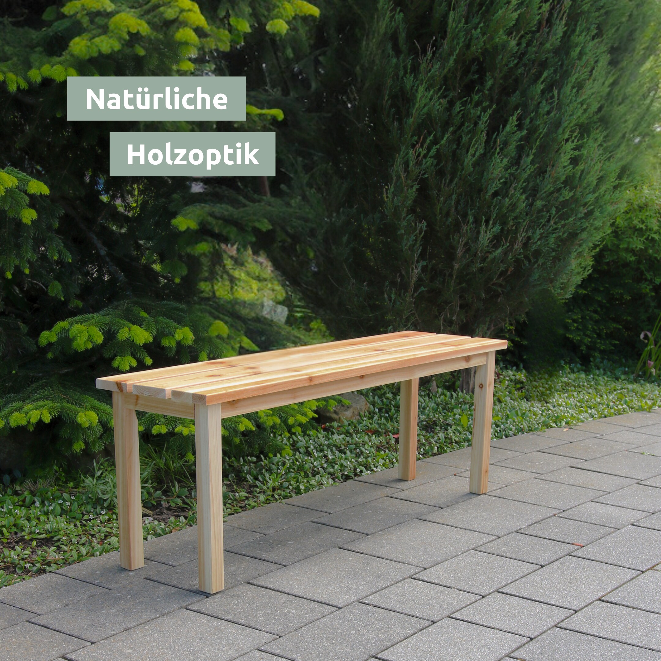 holz4home® Gartenbank aus Tannenholz I Bis zu 150 Kg Traglast I Holzbank 118cm lang | Natur