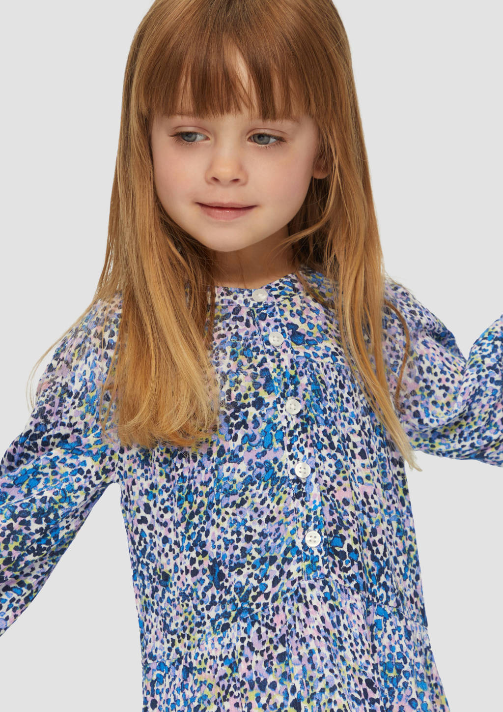 s.Oliver jurk met all over print blauw/roze