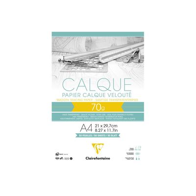 Clairefontaine Fine Arts - Bloc papier à dessin calque - 50 feuilles - A4 - 70G