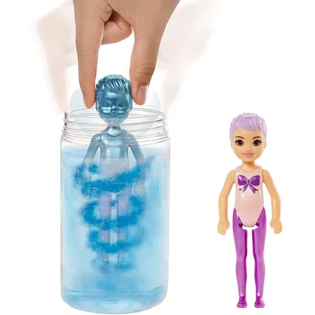 Barbie Chelsea Color Reveal Puppe, Glitzer Serie, mit Enthüllungseffekt