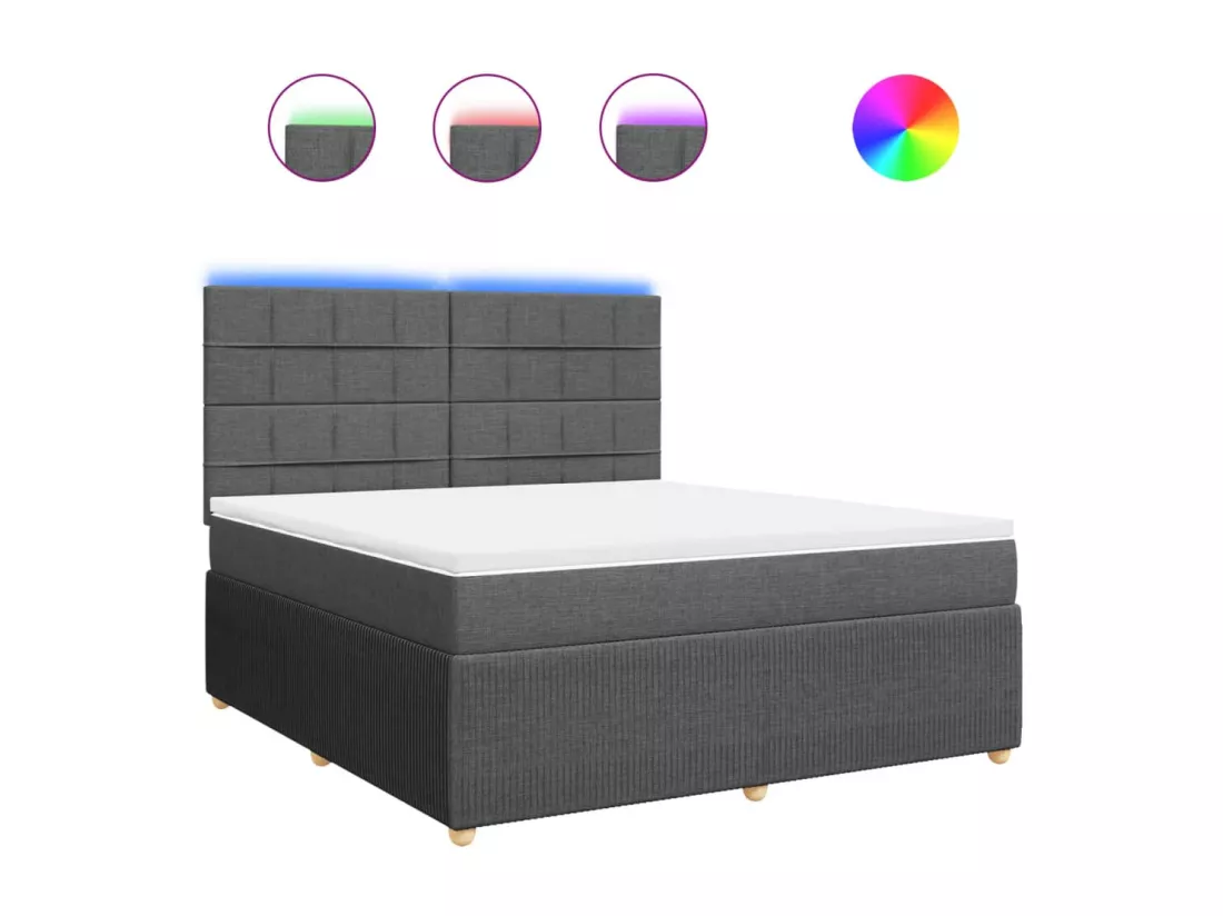 Sommier à lattes de lit avec matelas Gris foncé 180x200cm Tissu