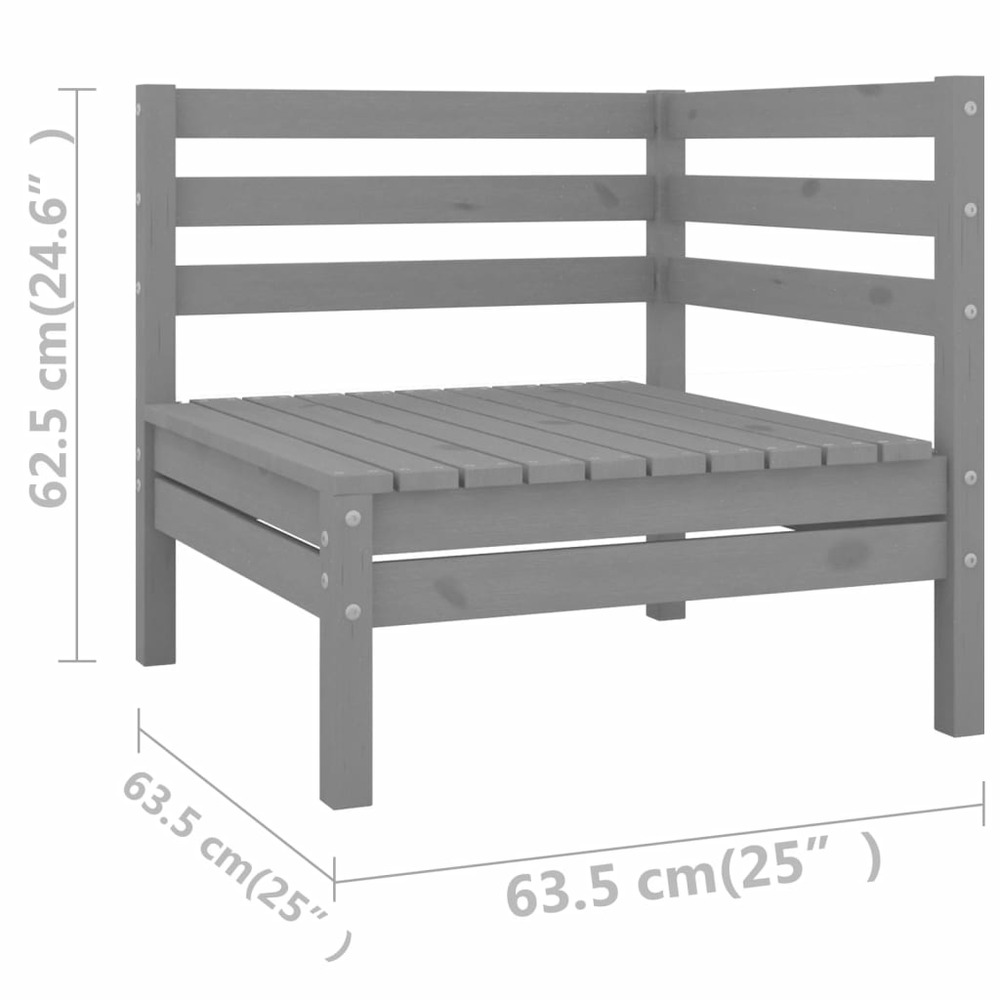 Salon de jardin meuble d'extérieur ensemble de mobilier 4 pièces gris bois de pin massif