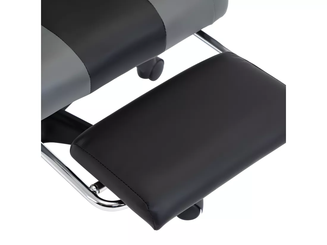 Fauteuil de jeux vidéo avec repose-pied Gris et noir Similicuir