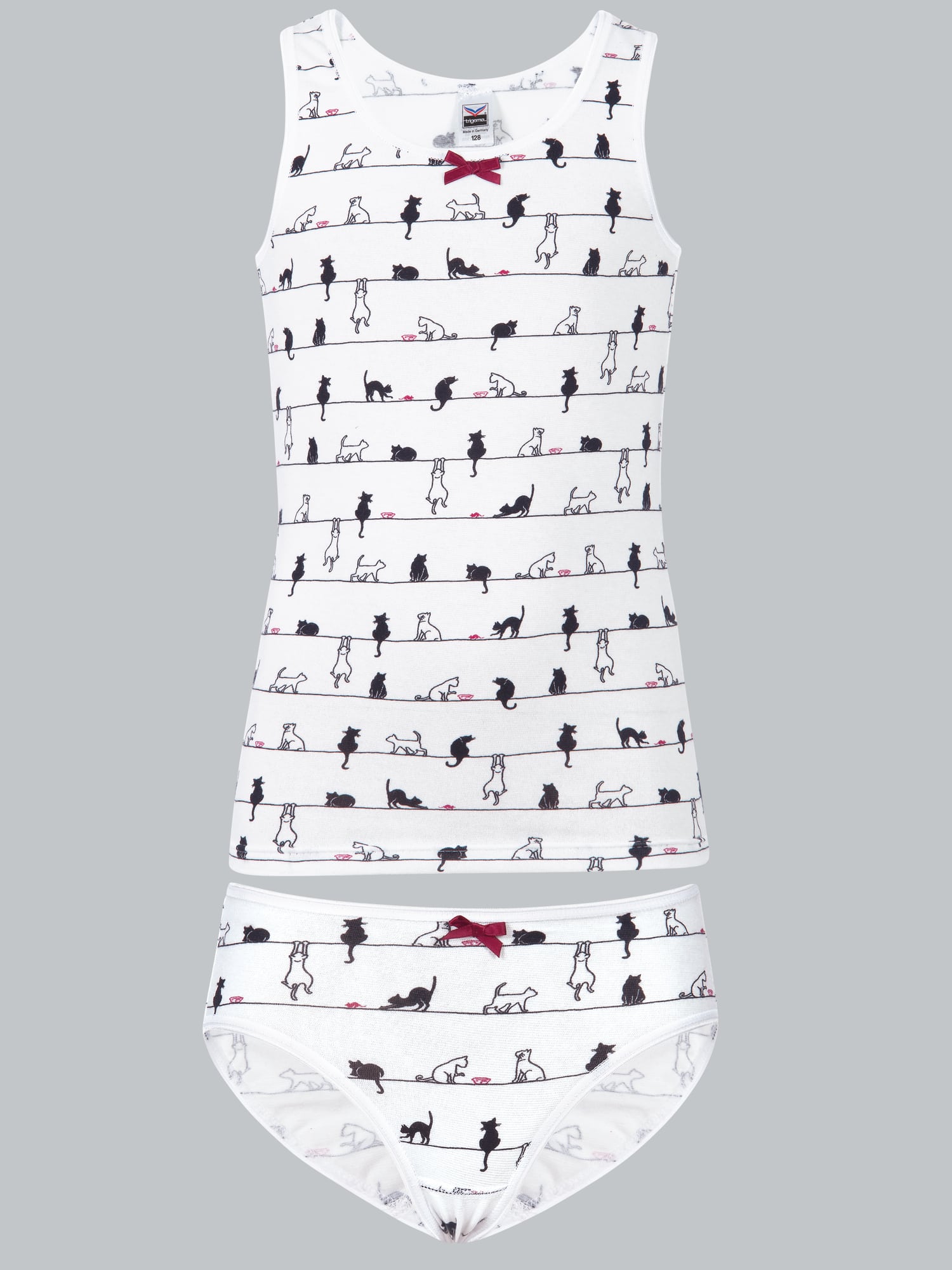 Unterwäsche-Set mit Katzenmotiv Weiss
