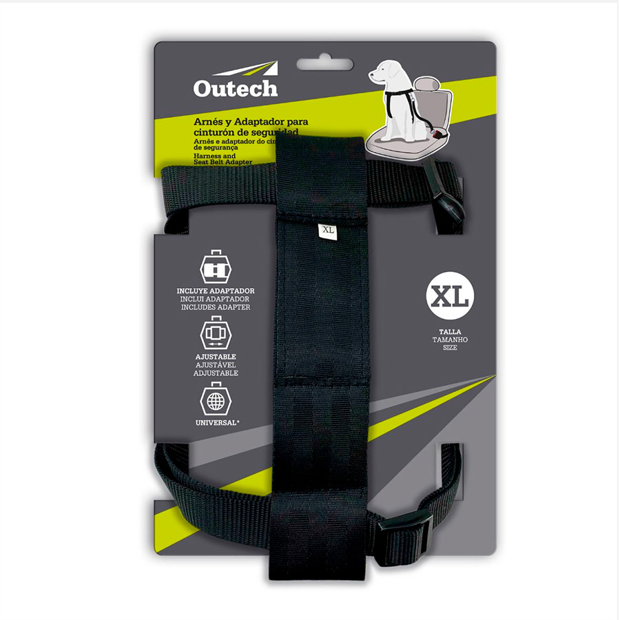 Adaptador de cinto de segurança e arnês Outech para cães de pequeno porte.