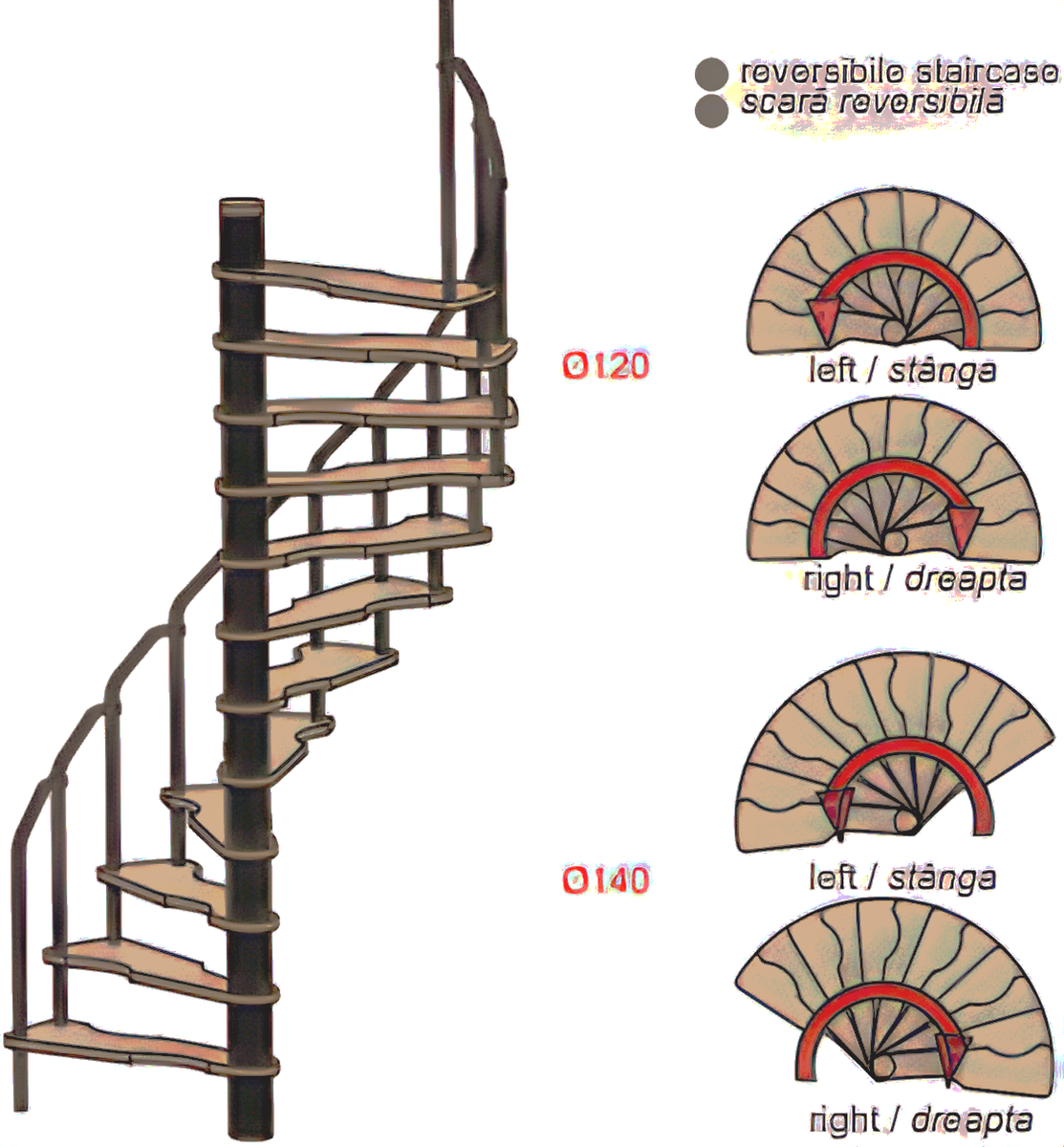 HandyStairs ruimtebesparende wenteltrap “Radius” – 120x60 cm – 299 cm hoog – 12 beukenhouten treden – Zwart