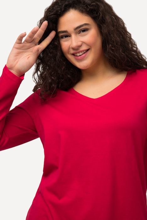 Shirt, Slim, V-Ausschnitt, Langarm