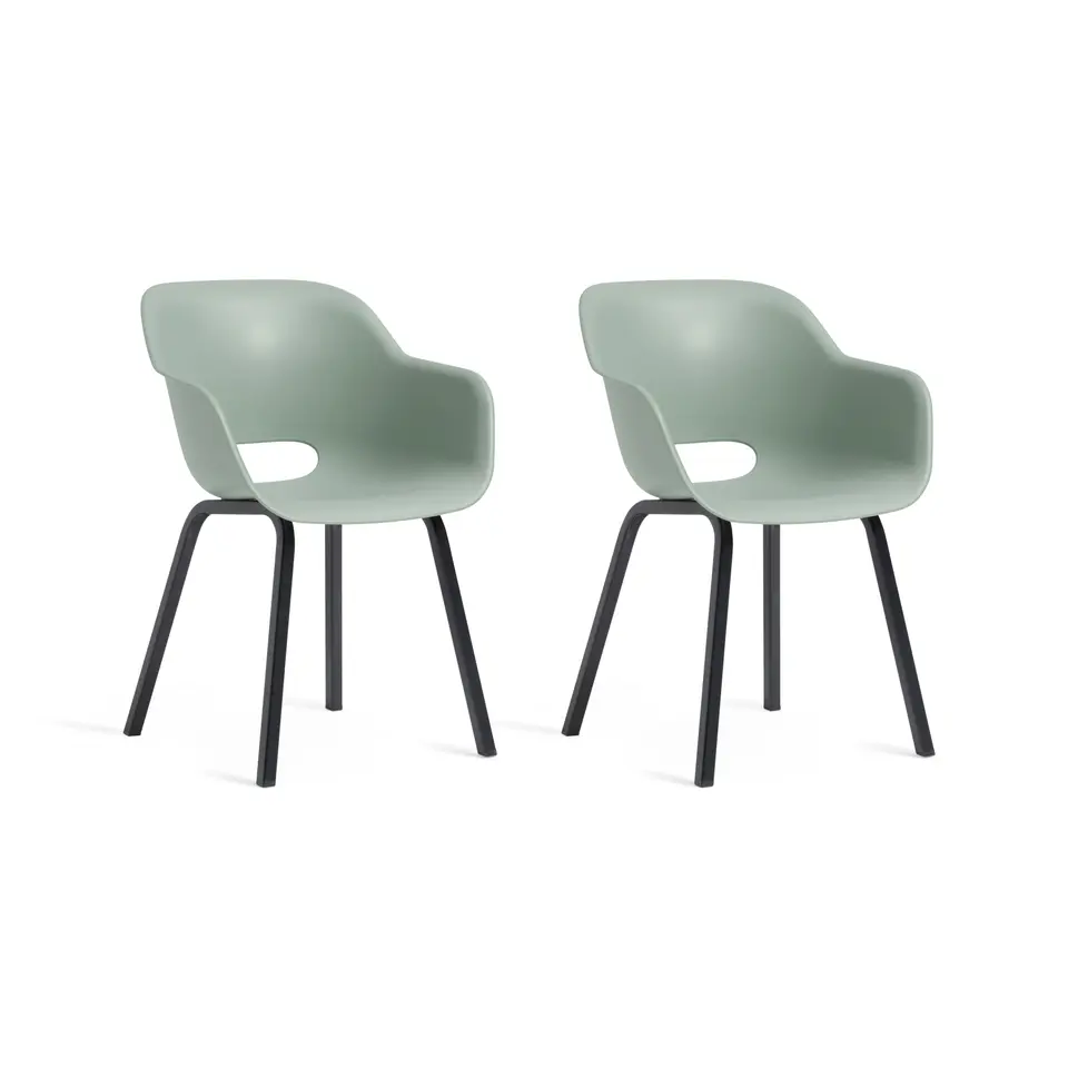 Keter Noa Tuinstoel - 2 stuks - 55x56.5x80cm - metalen onderstel - Vintage green