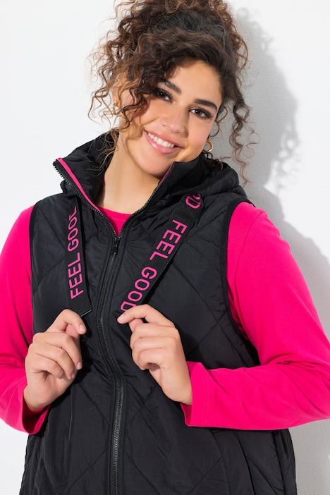 Steppweste, Stehkragen, Kapuze abnehmbar, 2-Wege-Zipper