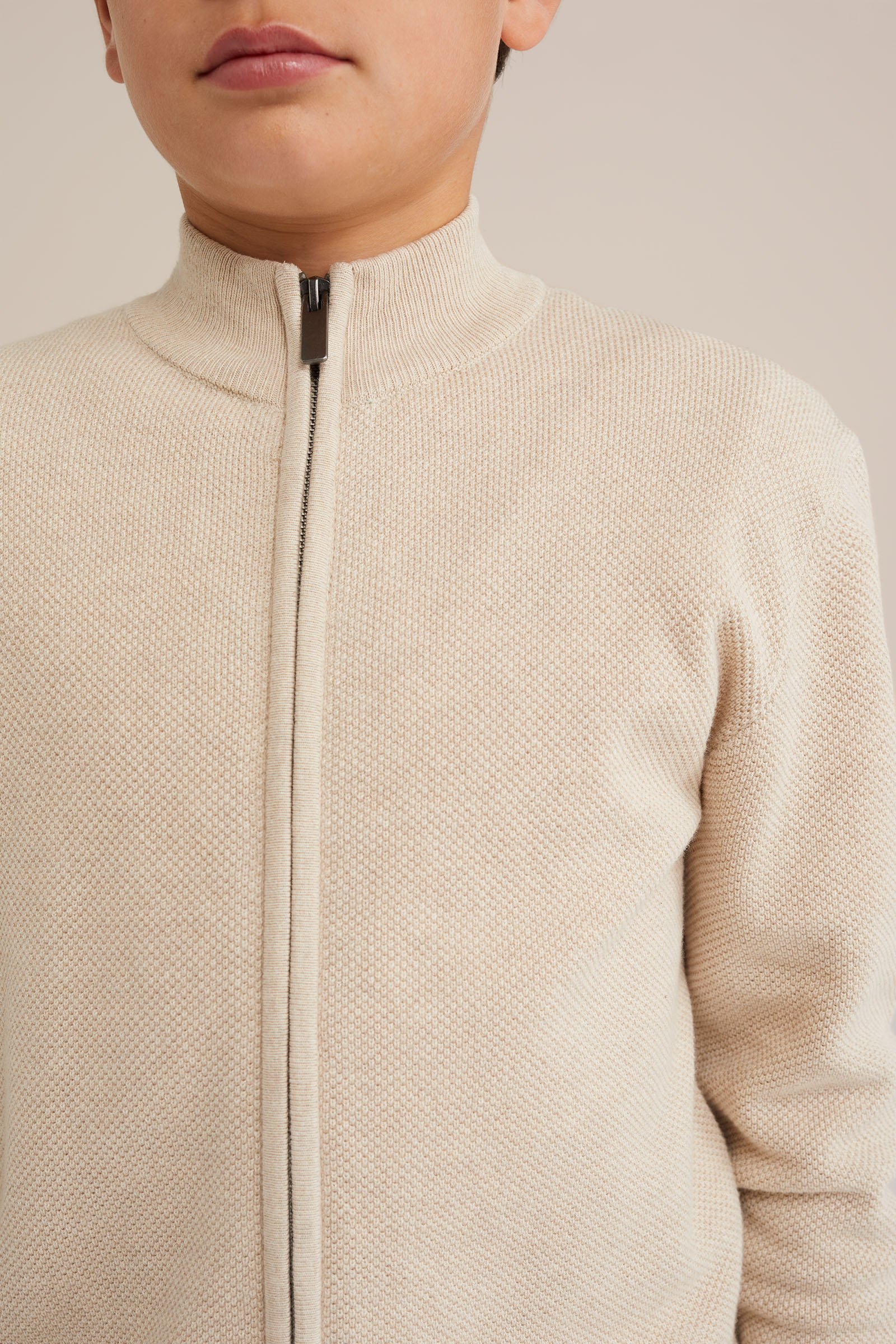 Jongens vest met structuur Blue Ridge Beige