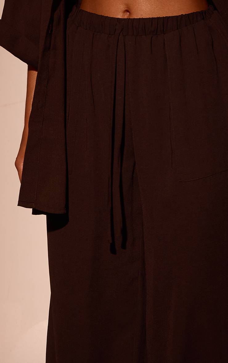 Dark Chocolate Pantalon De Plage À Cordon Effet Lin