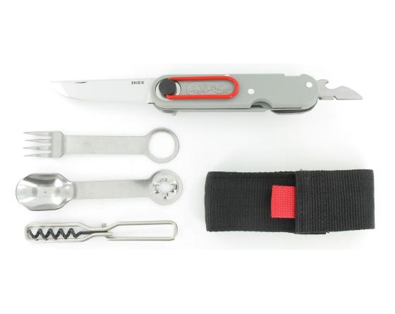 Tatou - 4 pièces + Tire-Bouchon - Manche Gris - pochette Noir Couteau Ethique par Tatou
