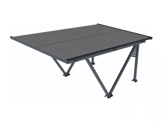 Ombrière Carport solaire avec panneaux photovoltaïques - 366 x 575 x 366 cm - Gris - 4,1 kW